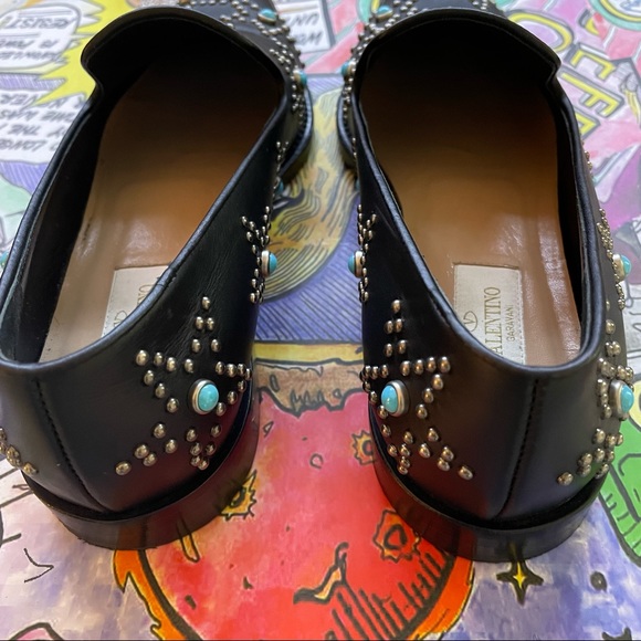 Valentino Black Nappa Star Studed Cabochon Loafers - Picture 3 of 6